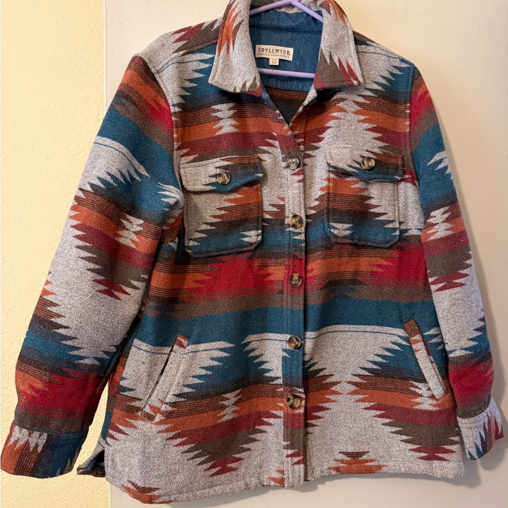 Women’s Large Idyllwind Southwest Print Wool Blend shirt jacket
